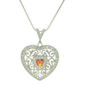 Joseph Esposito Solid 925 Sterling Silver Lace Heart Necklace